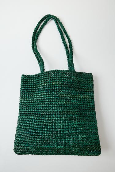 ჩანთა მინი SHOPPER რაფია - Zara-ს Green