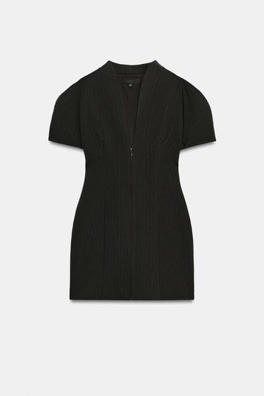 VESTIDO MINI COM VOLUME - Marrom-Azul da Zara - Imagem 0