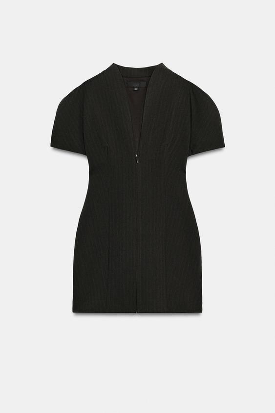 VESTIDO MINI VOLUMEN - Marrón-Azul de Zara - Imagen 0