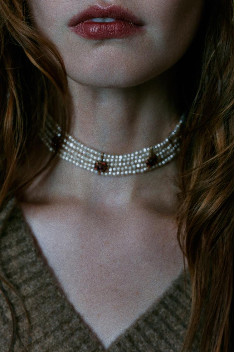 PEARL AND CRYSTAL CHOKER — 109