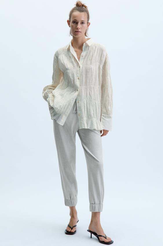 TROUSERS WITH CUFFED HEMS Grey ZARA Australia