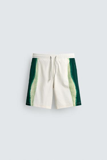 Zara LONG STRIPED PRINT SWIMSUIT - Ecru