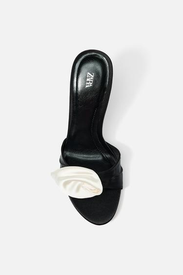 SATIN-EFFECT FLOWER HEELED MULES - Multicoloured by Zara