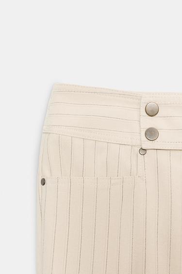 PANTALON DROIT À RAYURES - Sable de Zara - Image 2