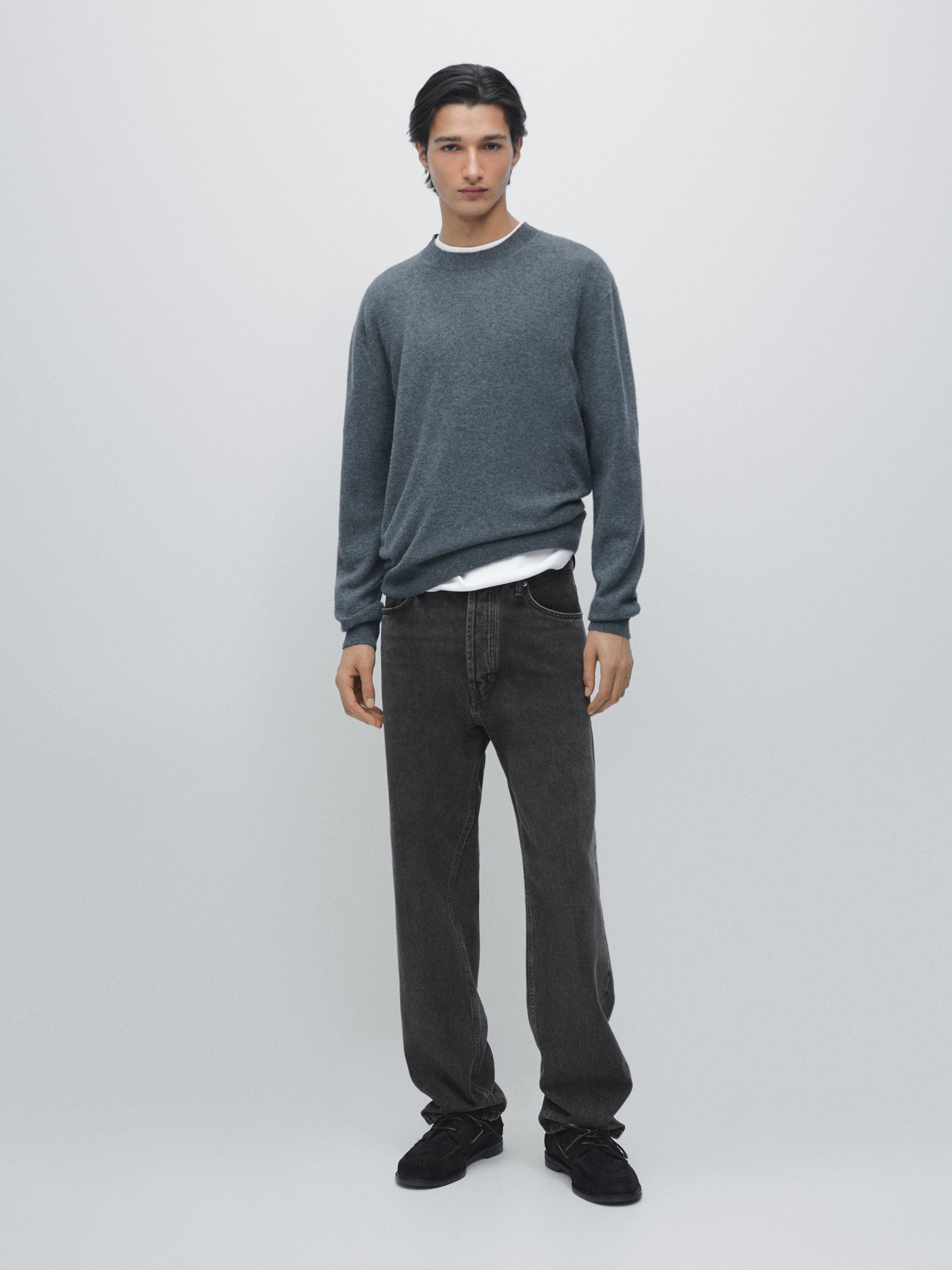 Knit wool sweater with crew neck