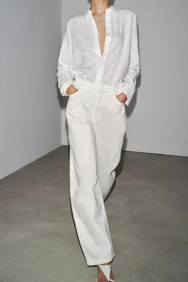 ZW COLLECTION BARREL MID-RISE JEANS - White by Zara