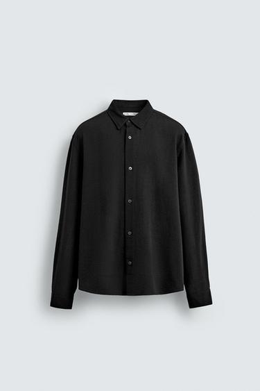 TEXTURED CHECK SHIRT - Black by Zara