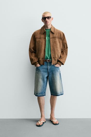 CAZADORA RELAXED FIT EFECTO ANTE - Tabaco de Zara