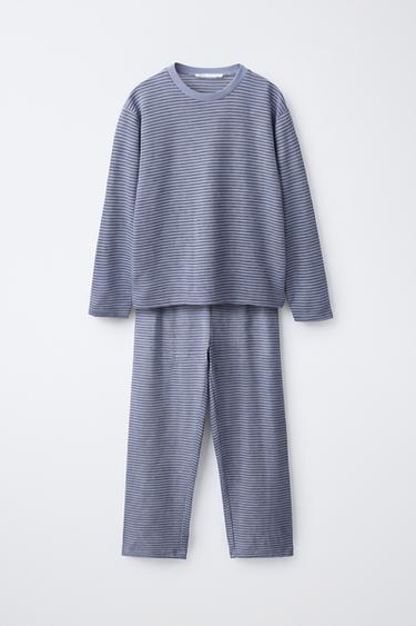 6-14 AÑOS/ PIJAMA ESTAMPADO RAYAS - Azul / Gris de Zara
