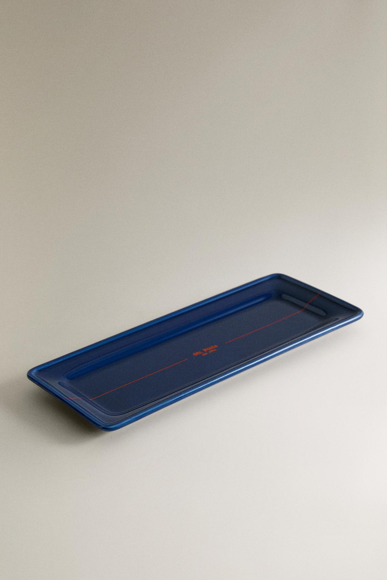 DECORATIVE STONEWARE TRAY | 0FR. PARIS — Blue