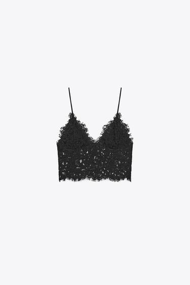 TOP CORTO RICAMATO - Nero di Zara