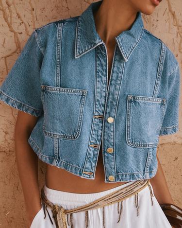 CAMISA Z1975 CORTA DENIM - Azul medio de Zara