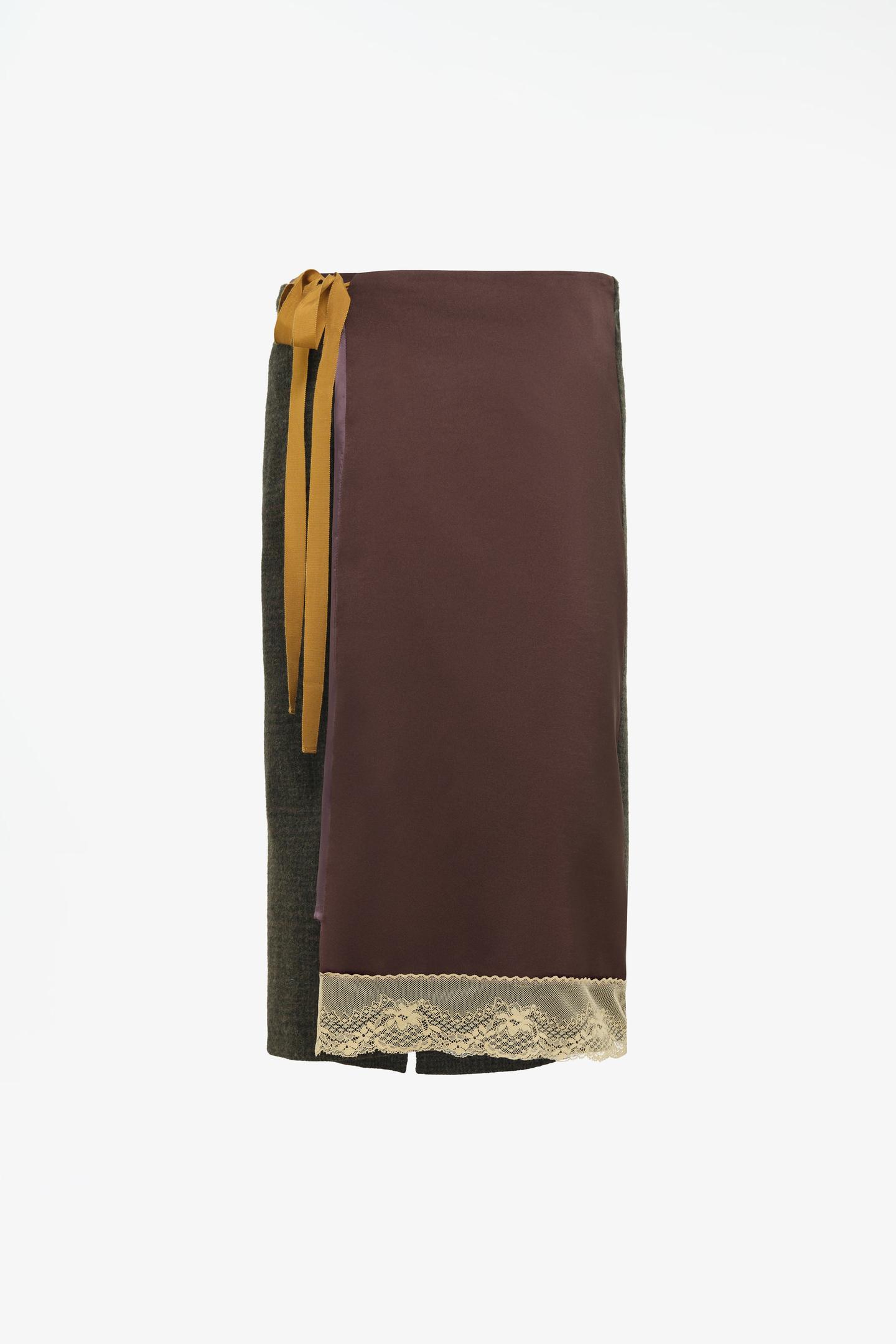 Женская юбка Zara Limited Edition Mixed Fabric Wrap, цвет: Зелёный — фото 4