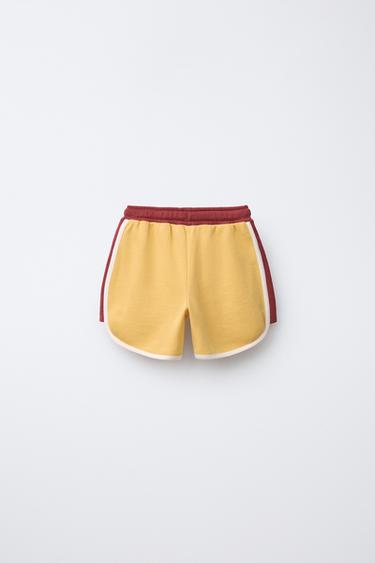EMBROIDERED PLUSH BERMUDA SHORTS - Yellow by Zara - Image 1