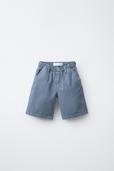 PLAIN TWILL BERMUDA SHORTS - Blue / Steel by Zara - Image 0