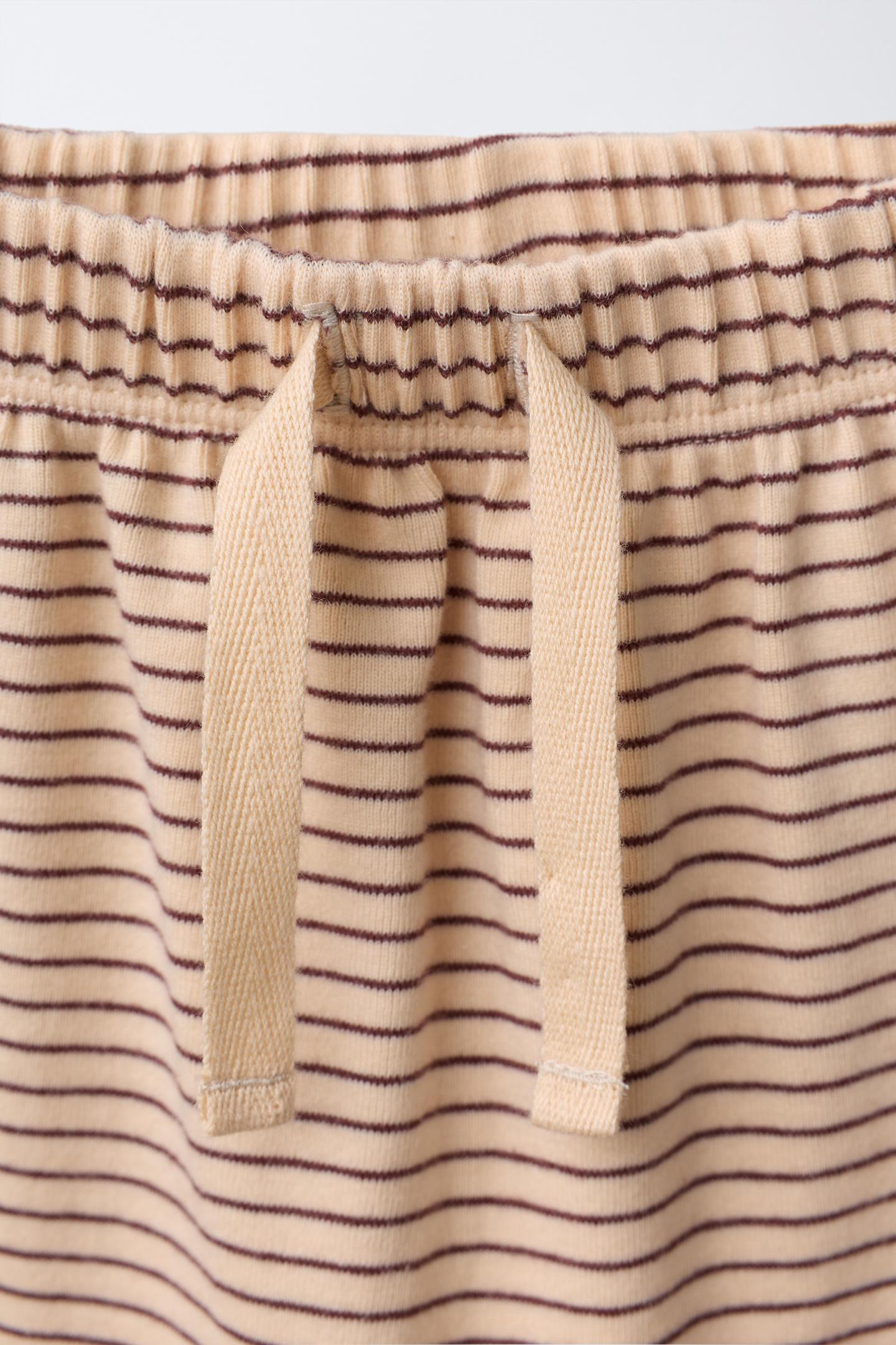Детский комплект Zara Striped T-SHIRT and Jogger Pants Set, цвет: Серо-коричневый коричневый — фото 5