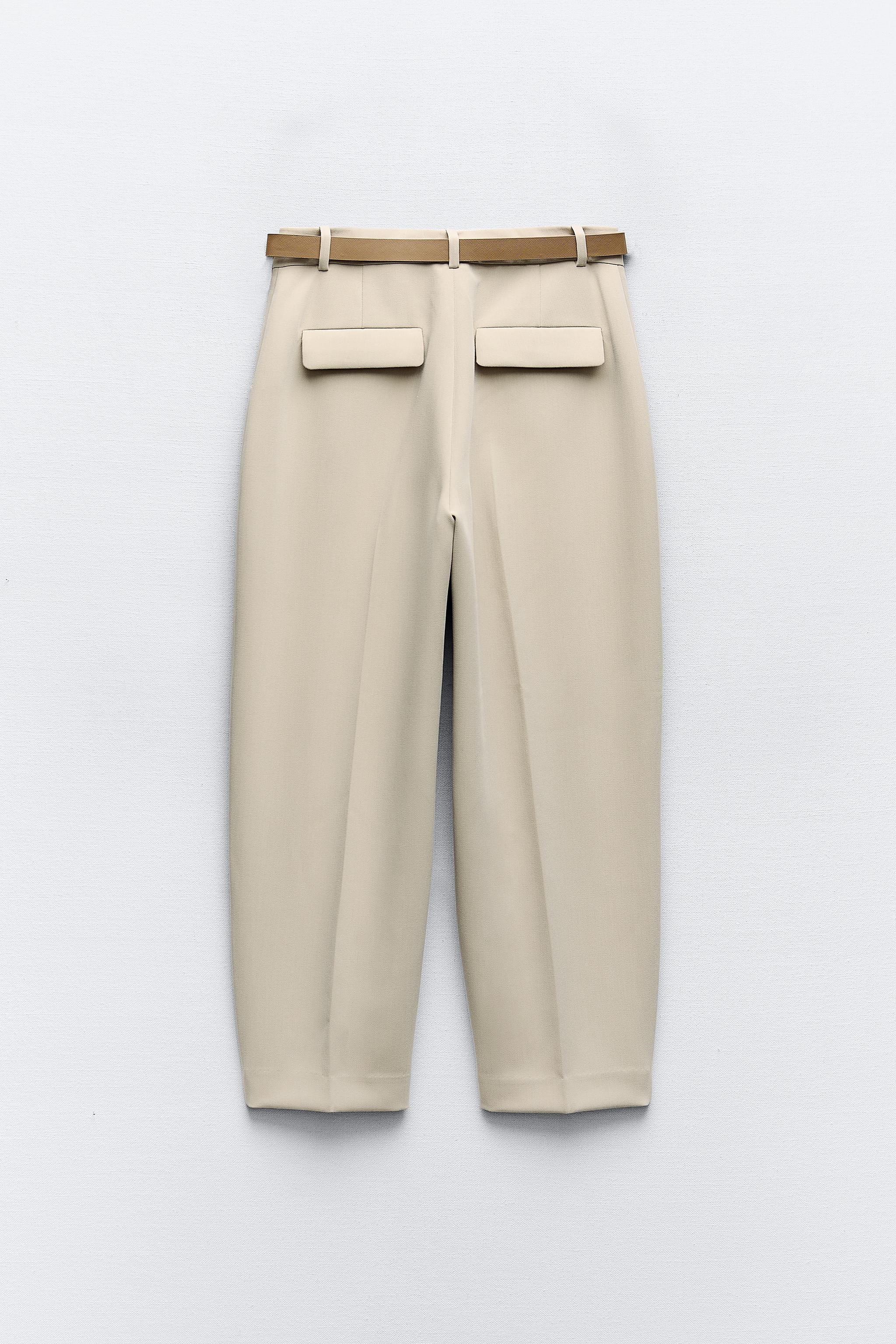 CARROT FIT TROUSERS WITH BELT - Light khaki