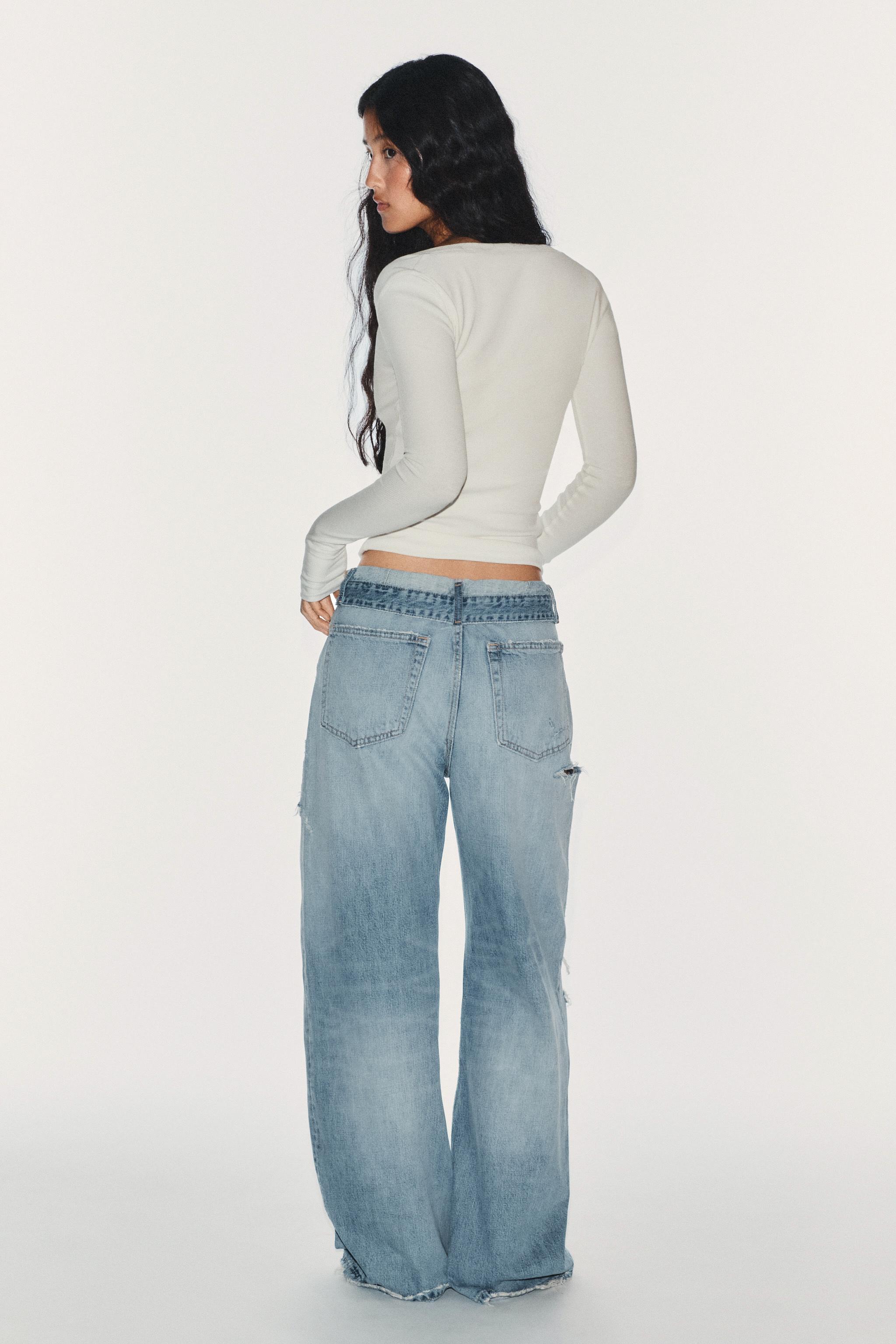 JEANS TAILLE MI-HAUTE À REVERS TRF