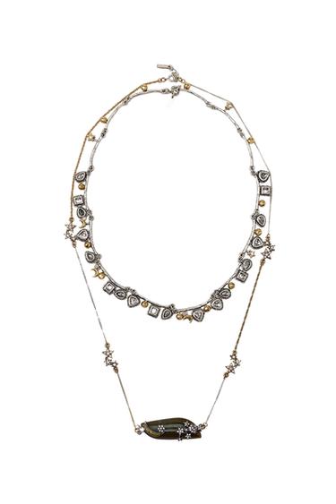 PACK OF 2 MIXED MOON AND STAR NECKLACES - Gold / Silver by Zara