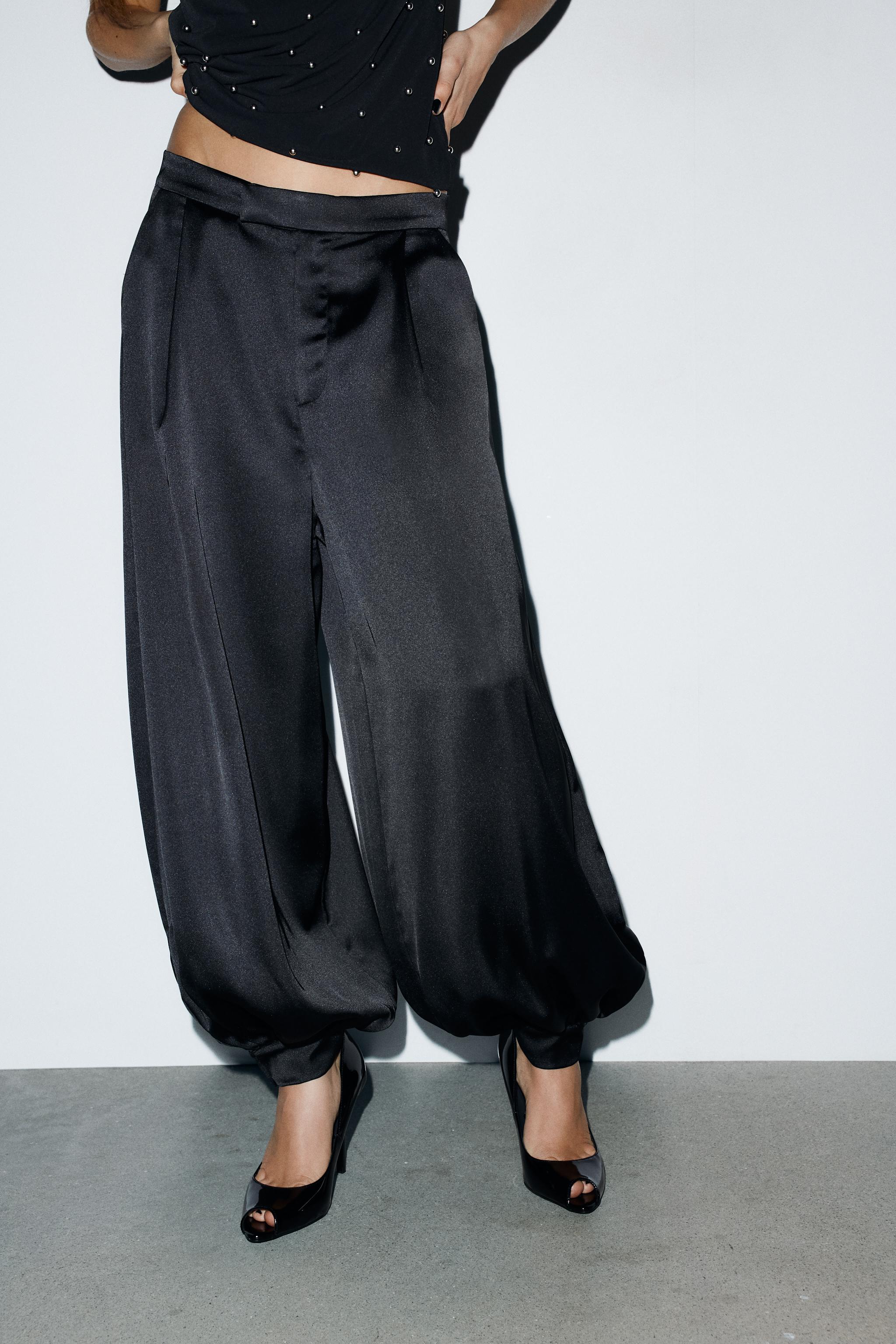 PLEATED SATIN PANTS