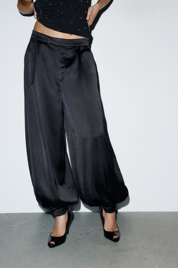 PLEATED SATIN PANTS