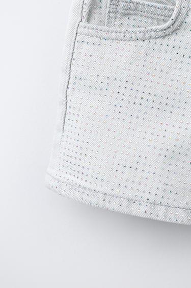 SHORT EN JEAN STRASS - Gris de Zara - Image 4