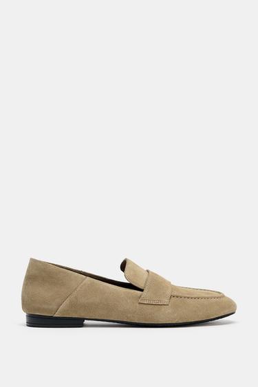 SPLIT SUEDE LOAFERS - Sand Brown by Zara - Image 0