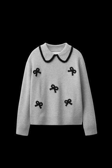 JERSEY PUNTO LAZOS - Gris de Zara