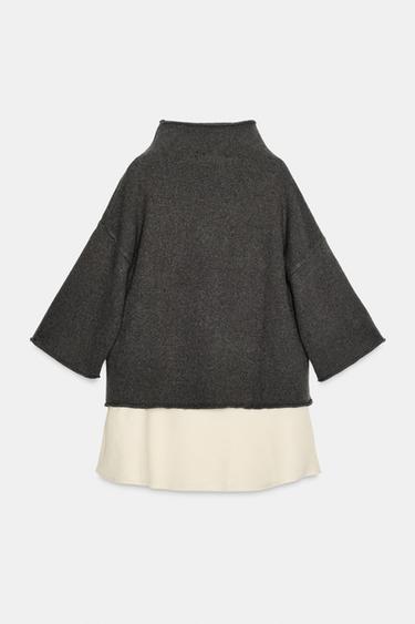PULL EN LAINE AVEC SATIN COMBINÉ - Charbon de Zara - Image 2