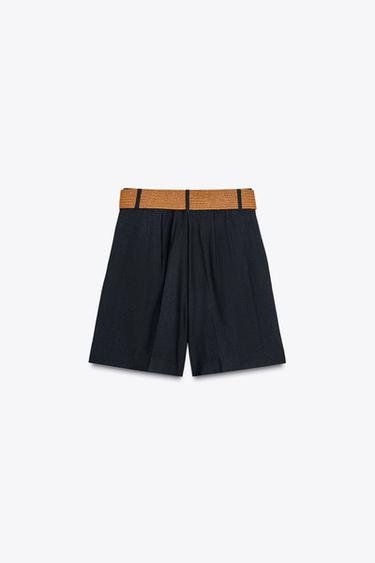 BERMUDA PINCES CEINTURE - Bleu marine de Zara - Image 5