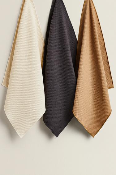 PACK TORCHONS DE CUISINE WAFFLE (PACK DE 3) - Gris / Marron clair de Zara
