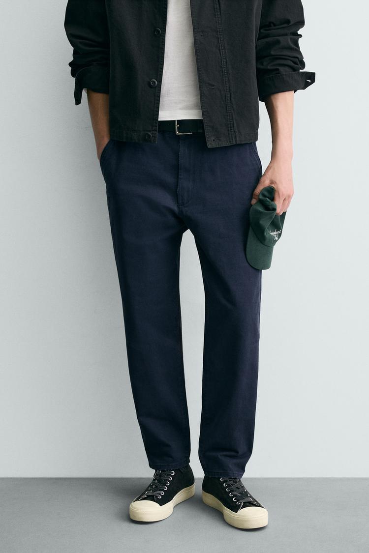 ZARA WASHED CARROT FIT TROUSERS