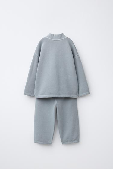 Zara JEDNOBOJNI KOMPLET SPORTSKE DUKSERICE I PANTALONA – siva / žutosmeđa