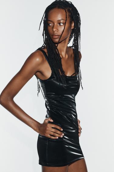 Zara SHIMMER MINI DRESS - Black