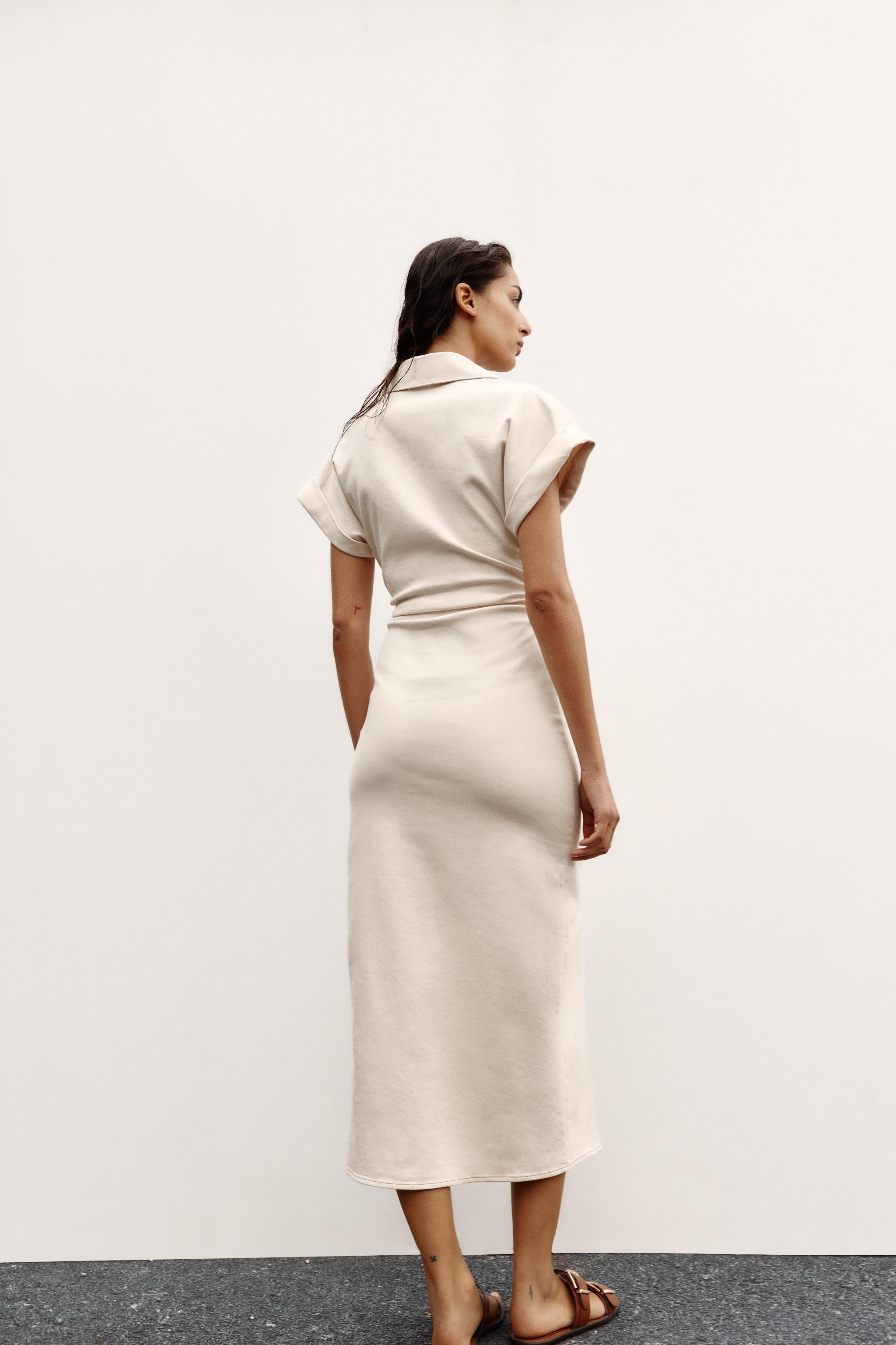 RUCHED WAIST MIDI DRESS
