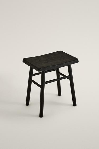 HAMMERED WOOD STOOL — Dark brown 2