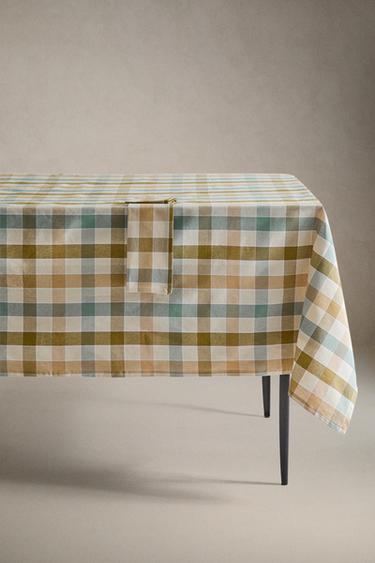 Zara DYED THREAD CHECK TABLECLOTH - Bluish - Image 0