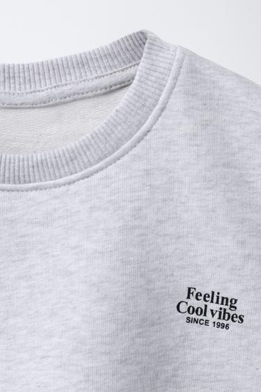 SWEAT DÉCOUPES INSCRIPTION - Gris chiné de Zara - Image 3