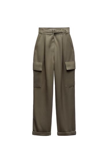HIGH-WAIST CARGO TROUSERS