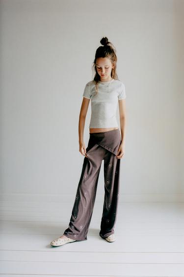 WIDE-LEG WRAP TROUSERS WITH BUTTONS - Brown by Zara