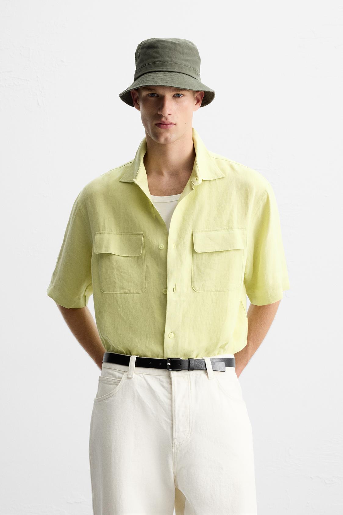 100% LINEN POCKET SHIRT