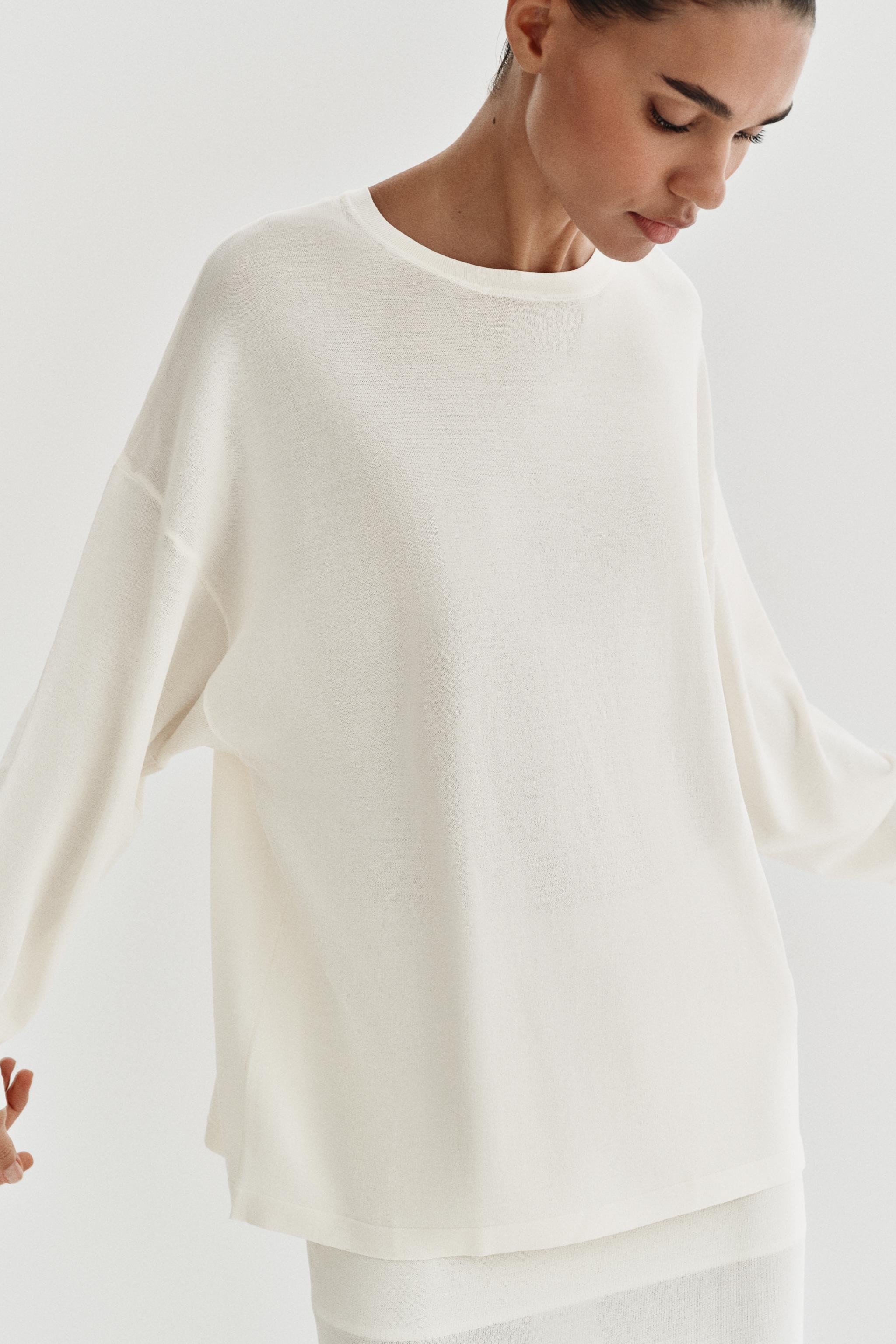 オーバーサイズファインニットセーター - ホワイト | ZARA Japan / 日本
