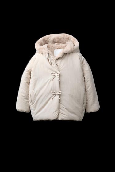 WATER-REPELLENT QUILTED COAT WITH TIES - Ecru by Zara - Image 0