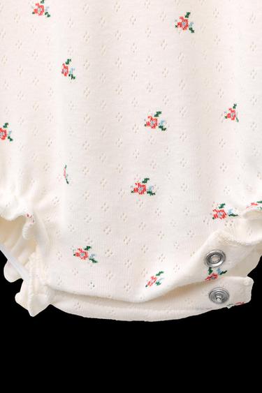 Zara FLORAL BODYSUIT - Light ecru