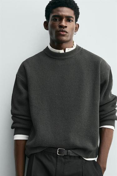 JERSEY ESTRUCTURA CHENILLA - Gris de Zara