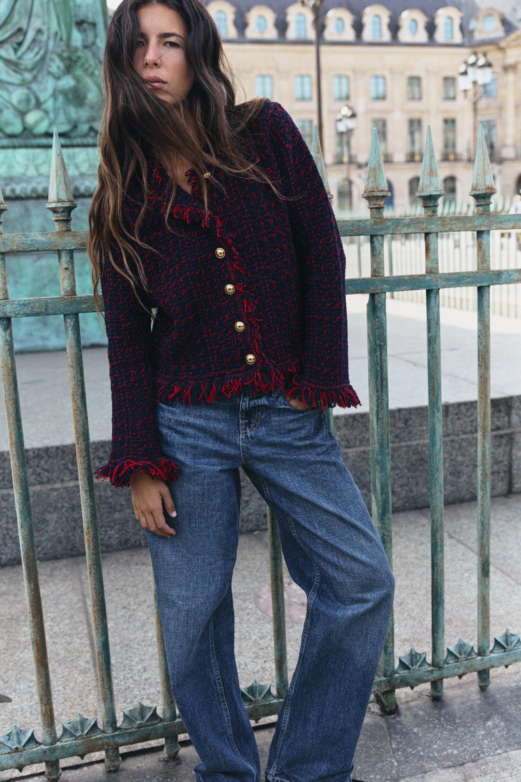 Structured Frayed Cardigan by Zara
