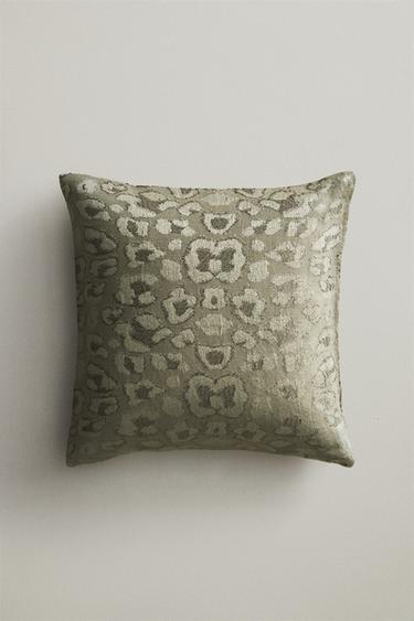 ANIMAL PRINT CUSHION COVER - Mid-green by Zara