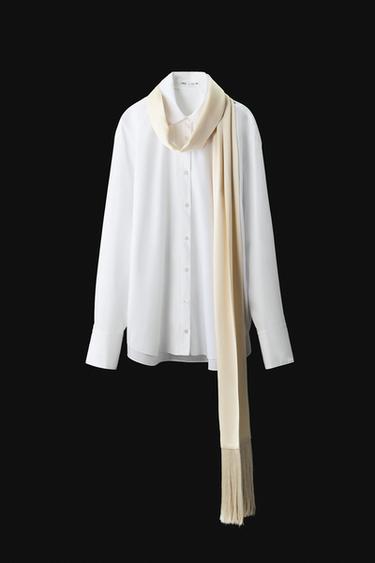 ZW COLLECTION FRINGED POCKET SQUARE SHIRT - White by Zara - Image 13
