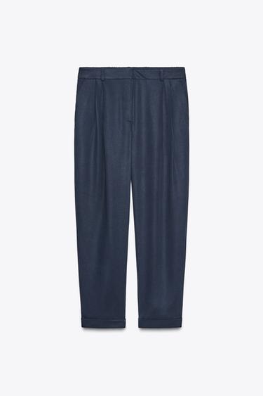 TROUSERS WITH TURN-UP HEMS - Navy blue by Zara