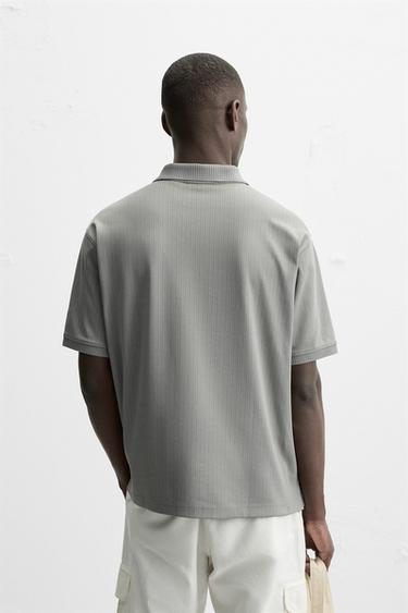TEXTURED WEAVE QUARTER-ZIP POLO SHIRT - Light green by Zara - Image 2